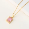 Cross-border personalized zircon gemstone crystal pendant rectangular necklace wholesale women's collarbone chain ins style niche accessories details Picture